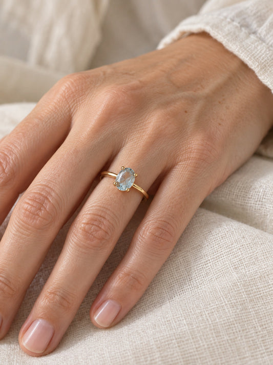 Blue Topaz 18k Gold Vermeil Solitaire Ring