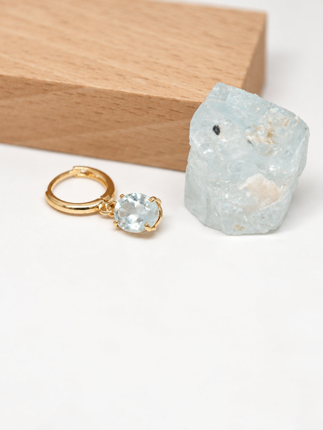 Faceted Aquamarine 18k Gold Vermeil Huggie Hoop Earrings