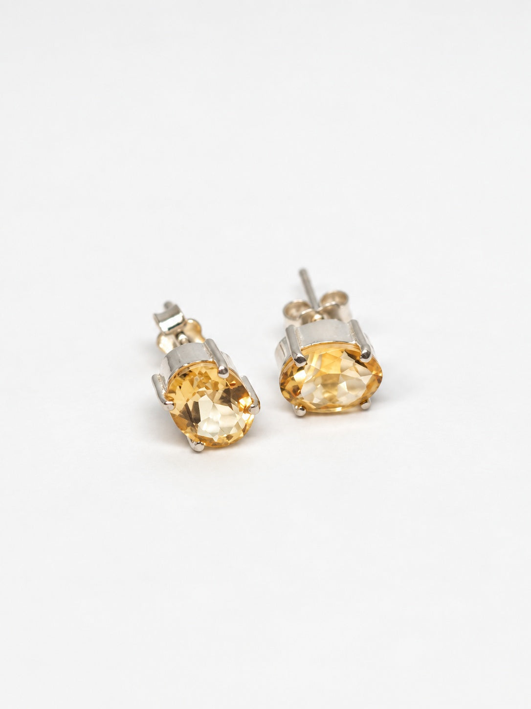 Citrine 925 Sterling Silver Stud Earrings