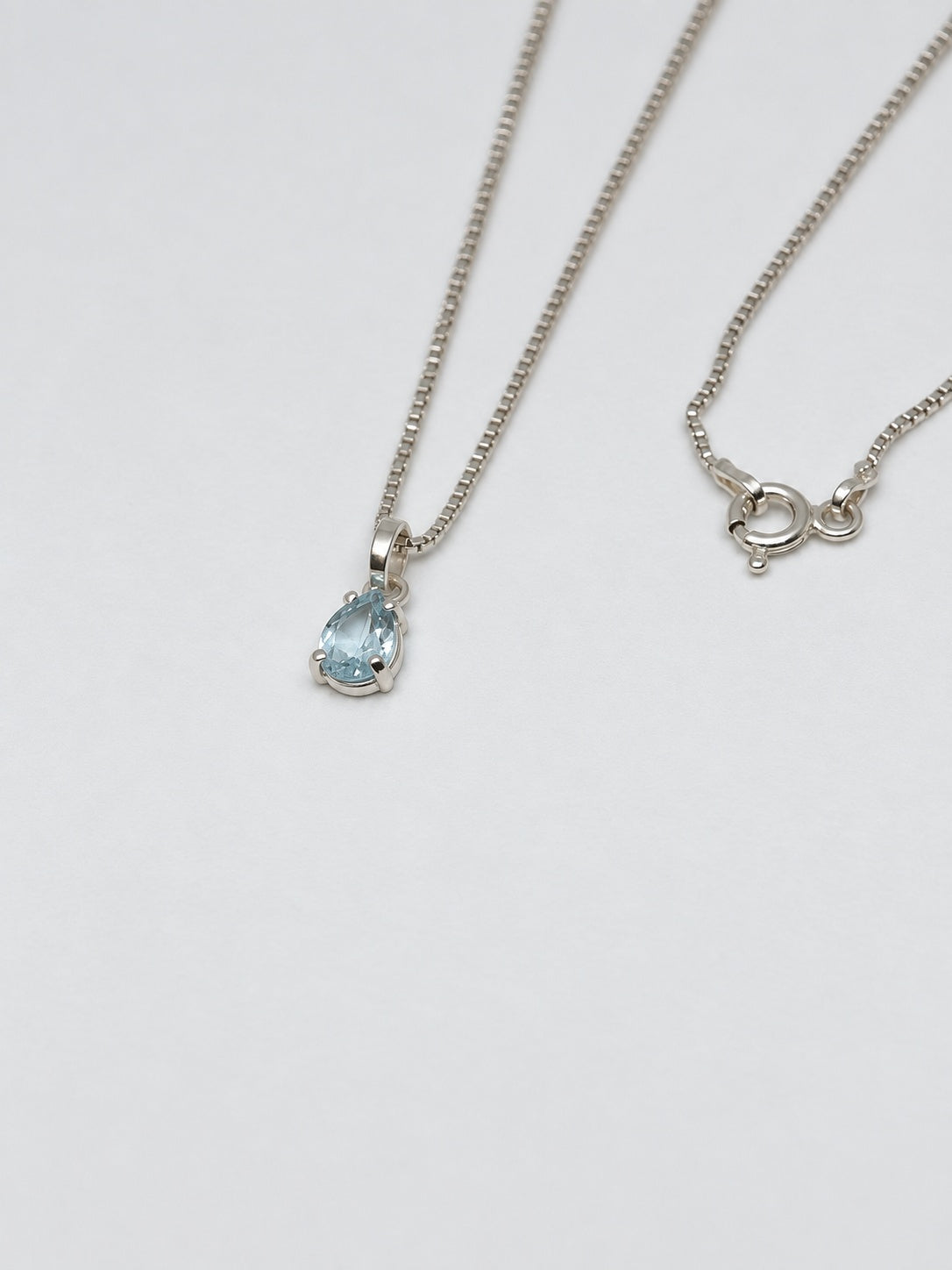 Blue Topaz 925 Sterling Silver Teardrop Pendant Necklace