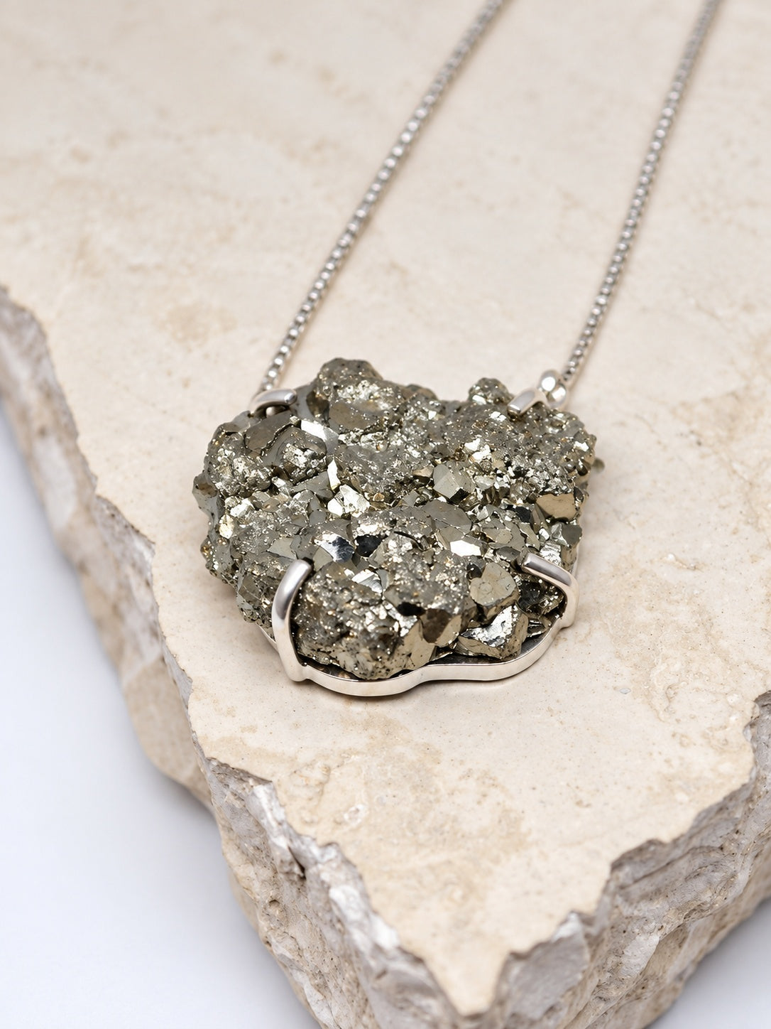 Pyrite 925 Sterling Silver Round Cluster Pendant Necklace