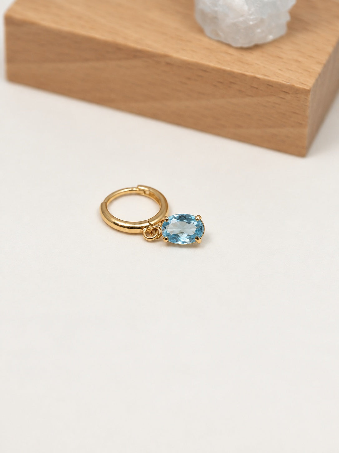 Blue Topaz 18k Gold Vermeil Huggie Hoop Earrings