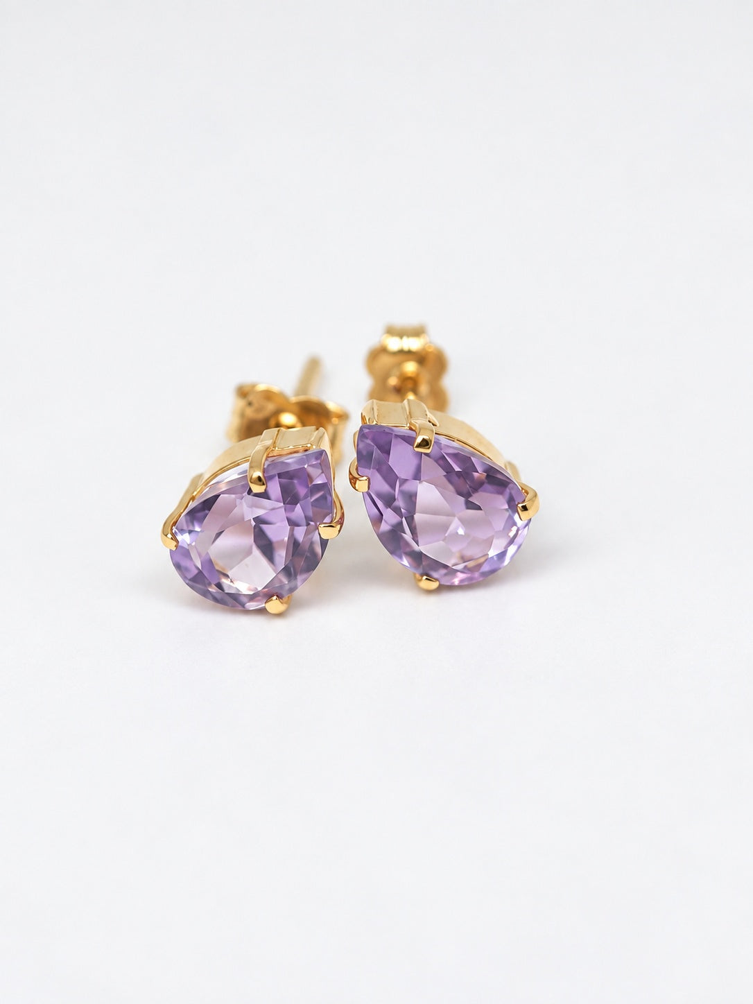 Amethyst 18k Gold Vermeil Pear Stud Earrings