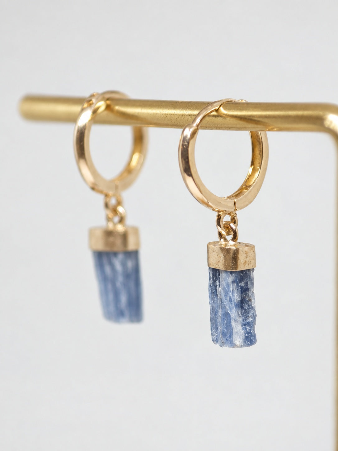 Blue Kyanite 925 Sterling Silver Huggie Hoop Earrings II