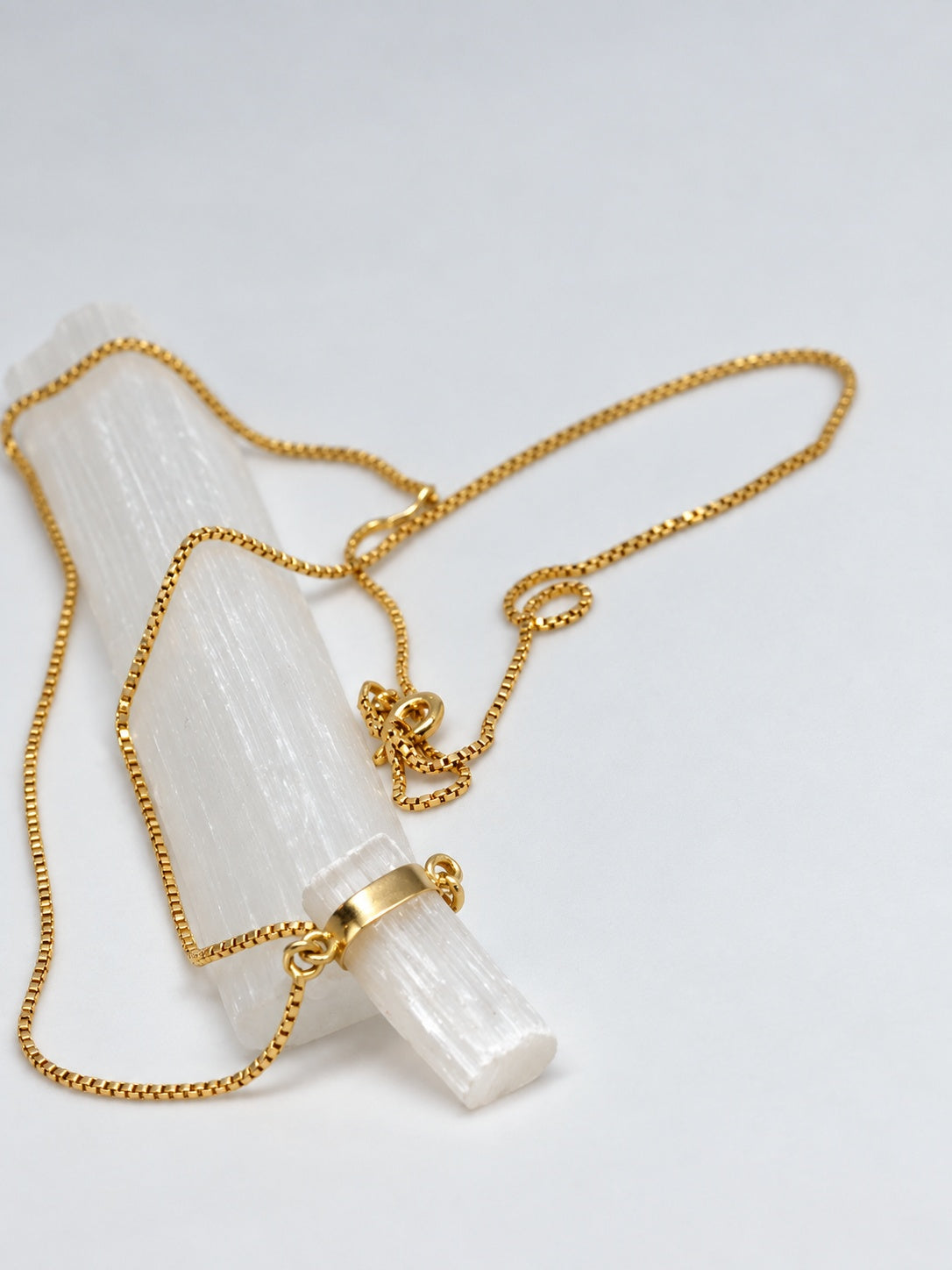 Selenite Bar 18k Gold Vermeil Pendant Necklace