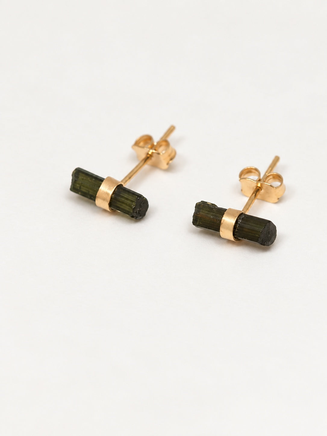 Green Tourmaline 18k Gold Vermeil Column Stud Earrings