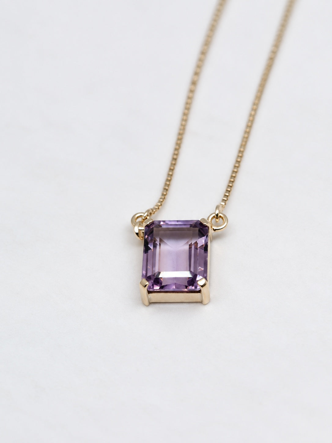 Faceted Amethyst 925 Sterling Silver Square Pendant Necklace