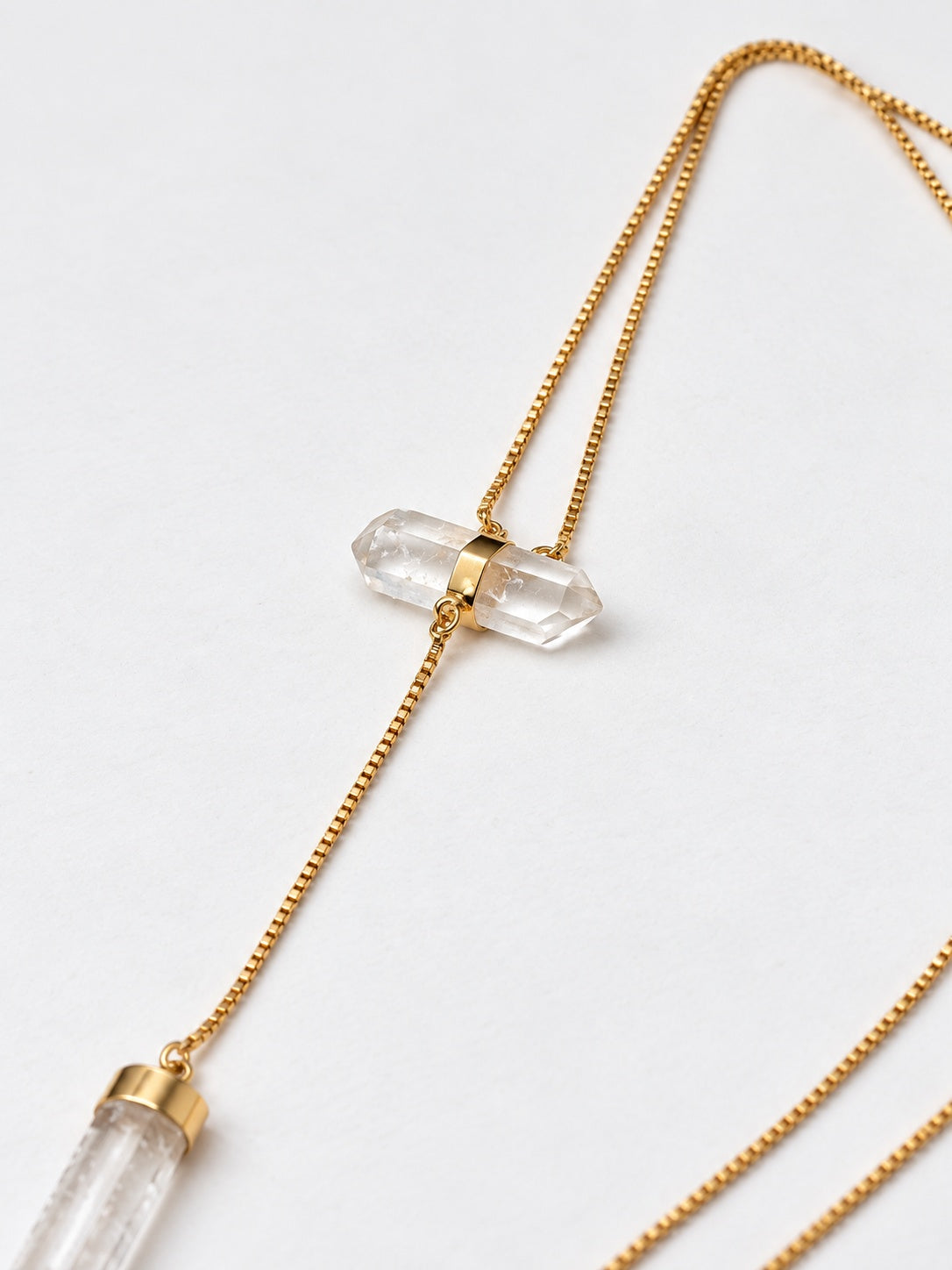 Lemurian Quartz 18k Gold Vermeil Lariat Necklace
