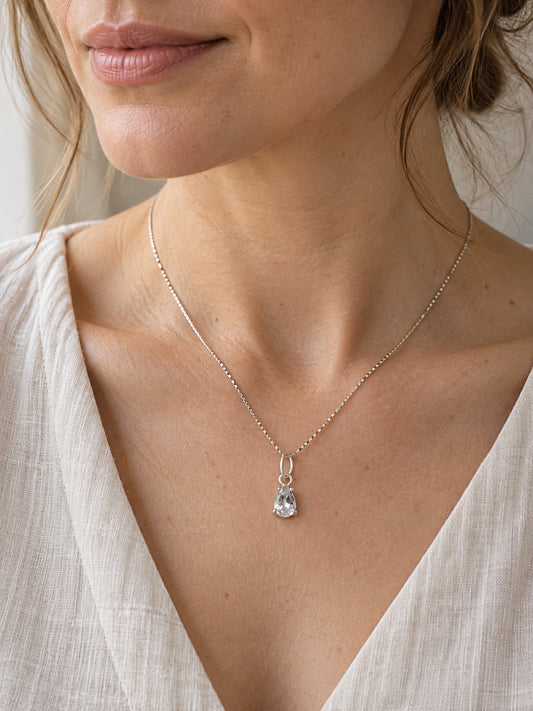 White Topaz 925 Sterling Silver Pendant Necklace