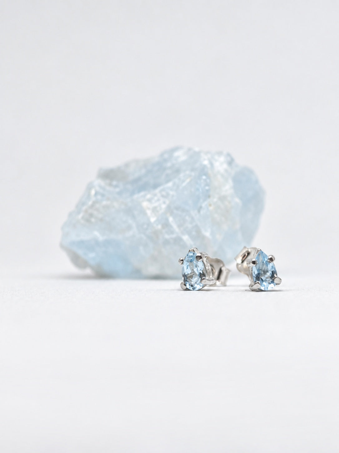 Aquamarine 925 Sterling Silver Mini Teardrop Stud Earrings