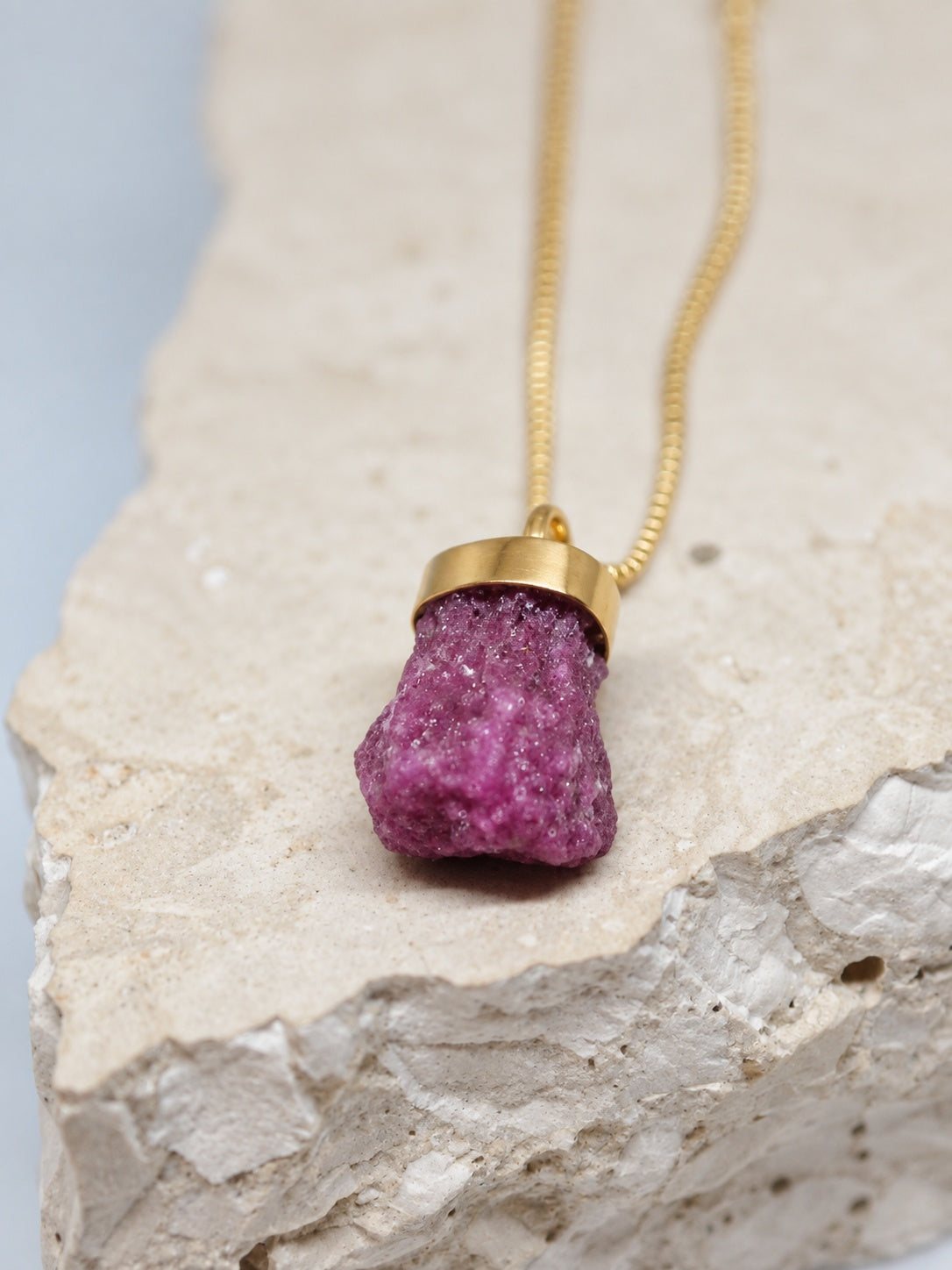 Raw Purpurite 18k Gold Vermeil Pendant Necklace II