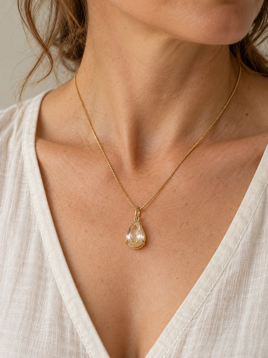 Citrine 18k Gold Vermeil Pendant Necklace