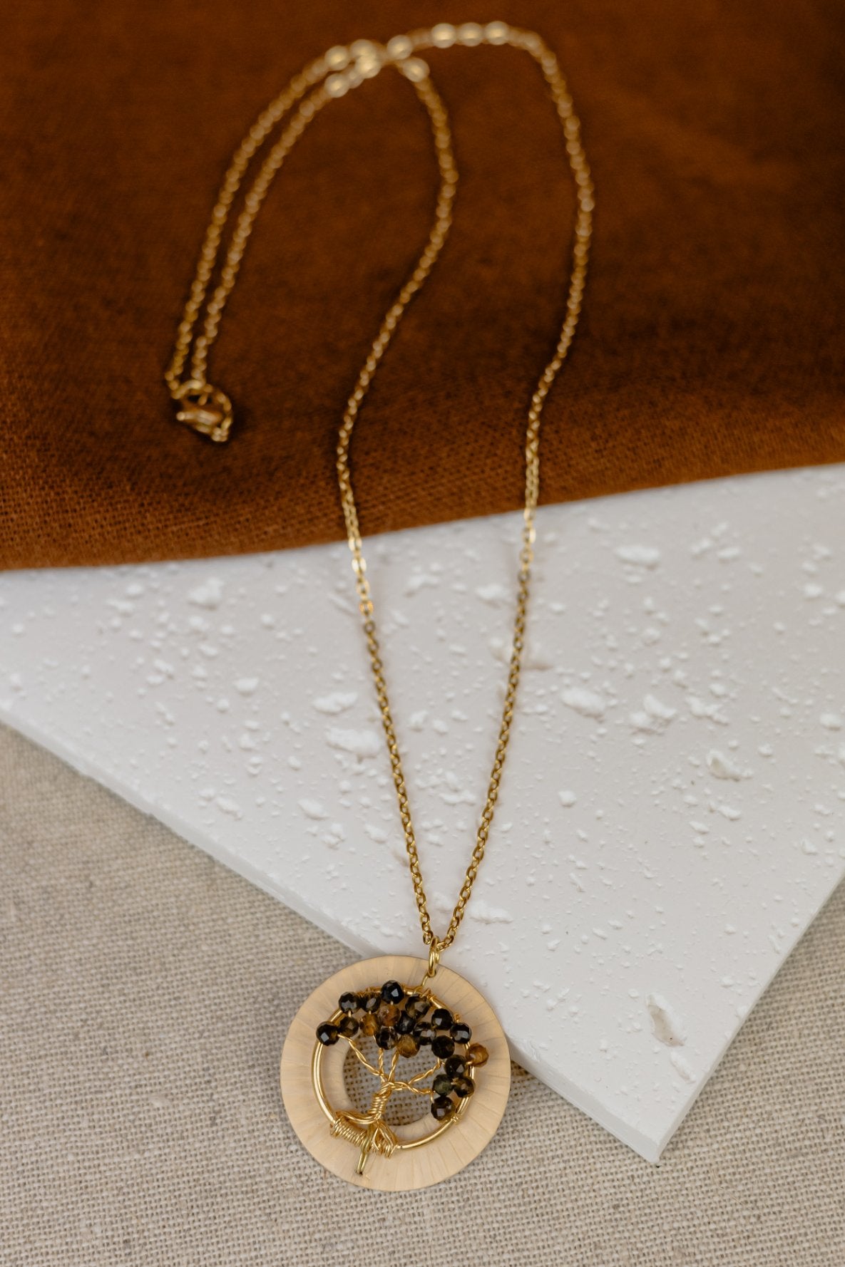 Buriti Palm & Tiger's Eye Tree of Life Necklace