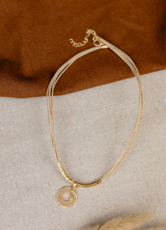Buriti Palm Multi-Strand Necklace – Gold Spiral