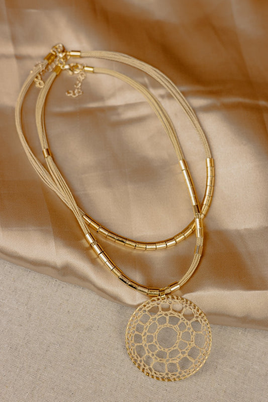 Buriti Palm Multi-Strand Necklace – Honeycomb Circle