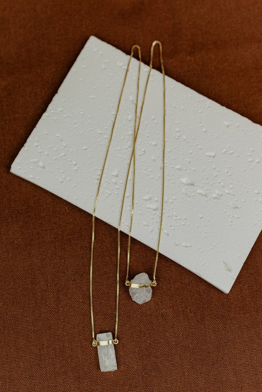 Quartz 18k Gold Vermeil Pendant Necklace