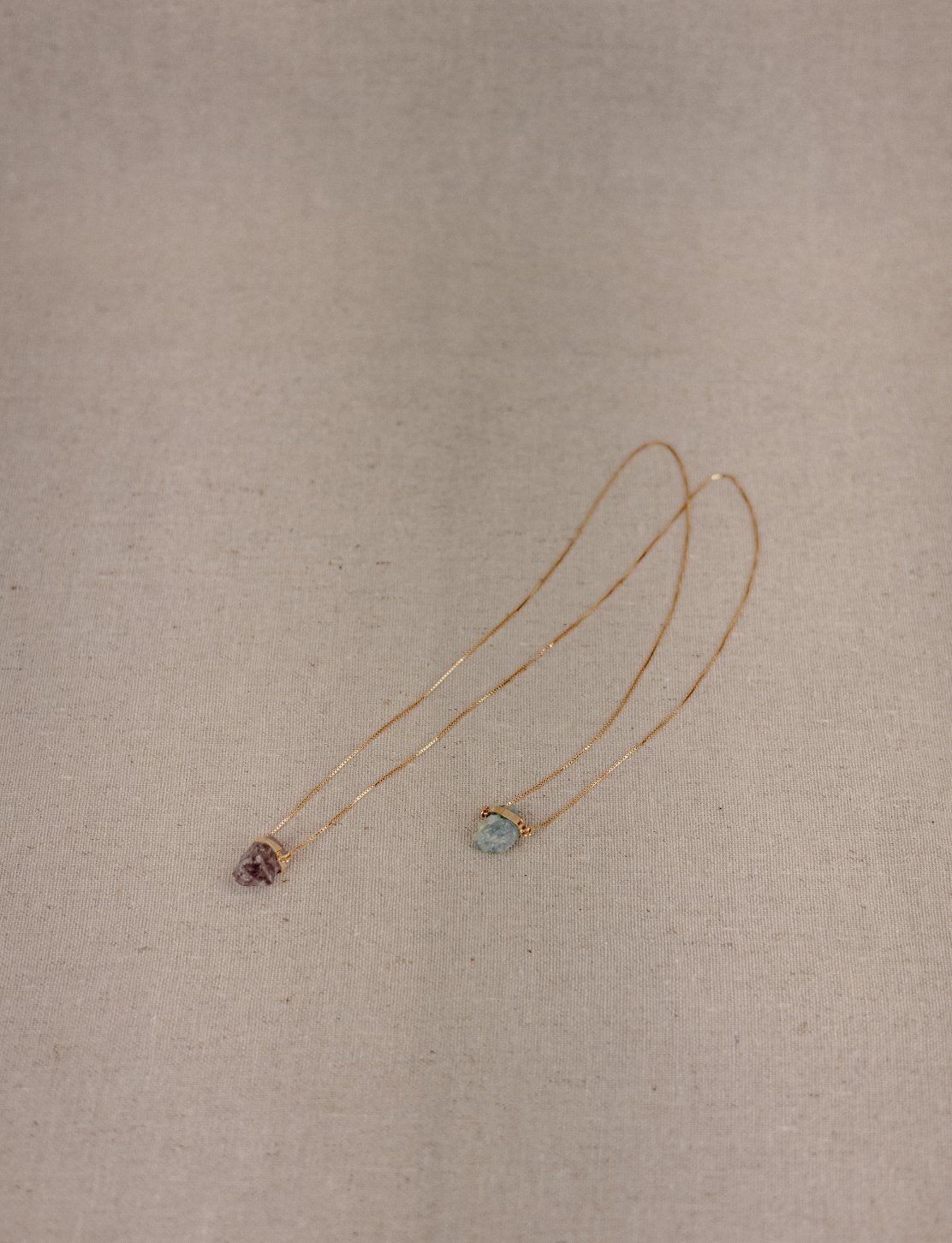 Delicate Raw Crystal Scapular Necklace, 18k Gold Vermeil