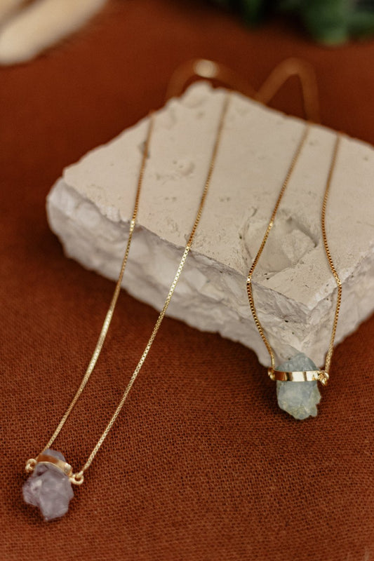 Delicate Raw Crystal Scapular Necklace, 18k Gold Vermeil