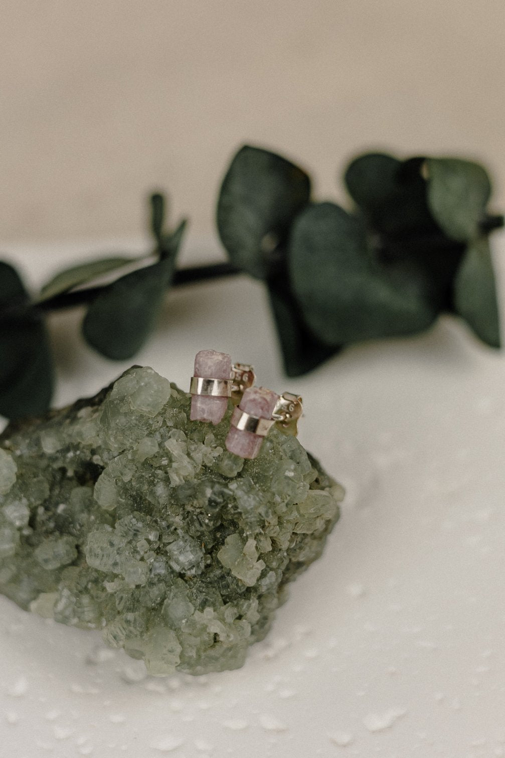 Raw Pink Tourmaline 925 Sterling Silver Micro Stud Earrings