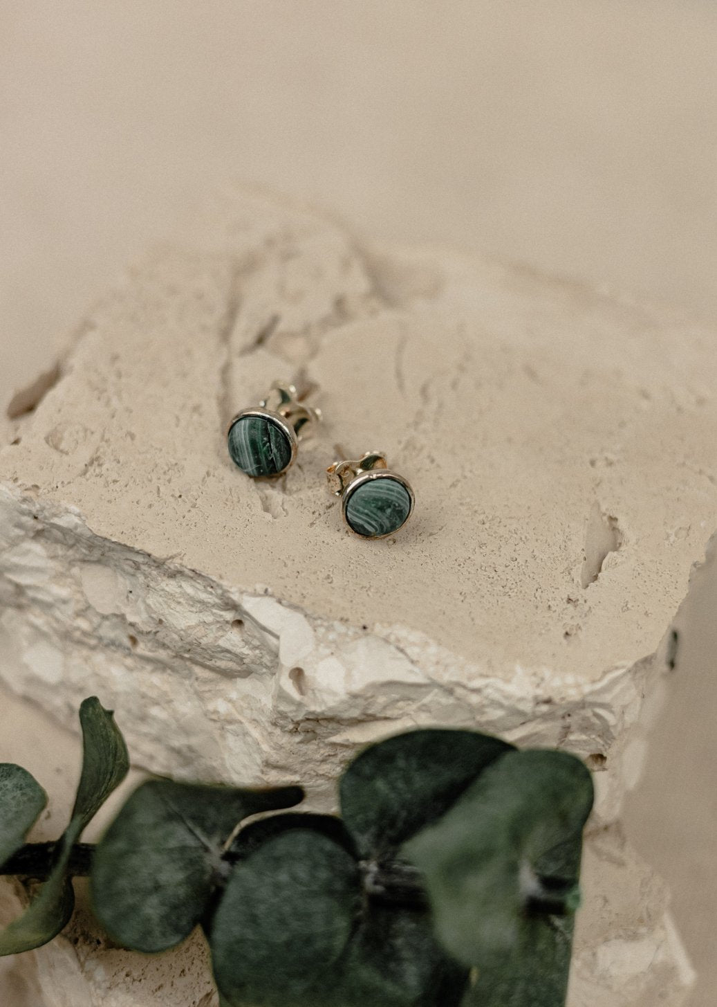 Malachite Round Stud Earrings