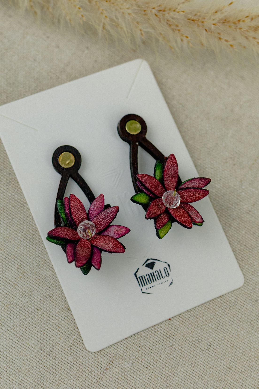 Orange Blossom Crystal Leather Drop Earrings, Lilac