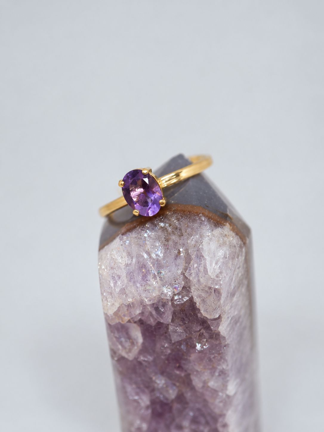 Amethyst 18k Gold Vermeil Solitaire Ring
