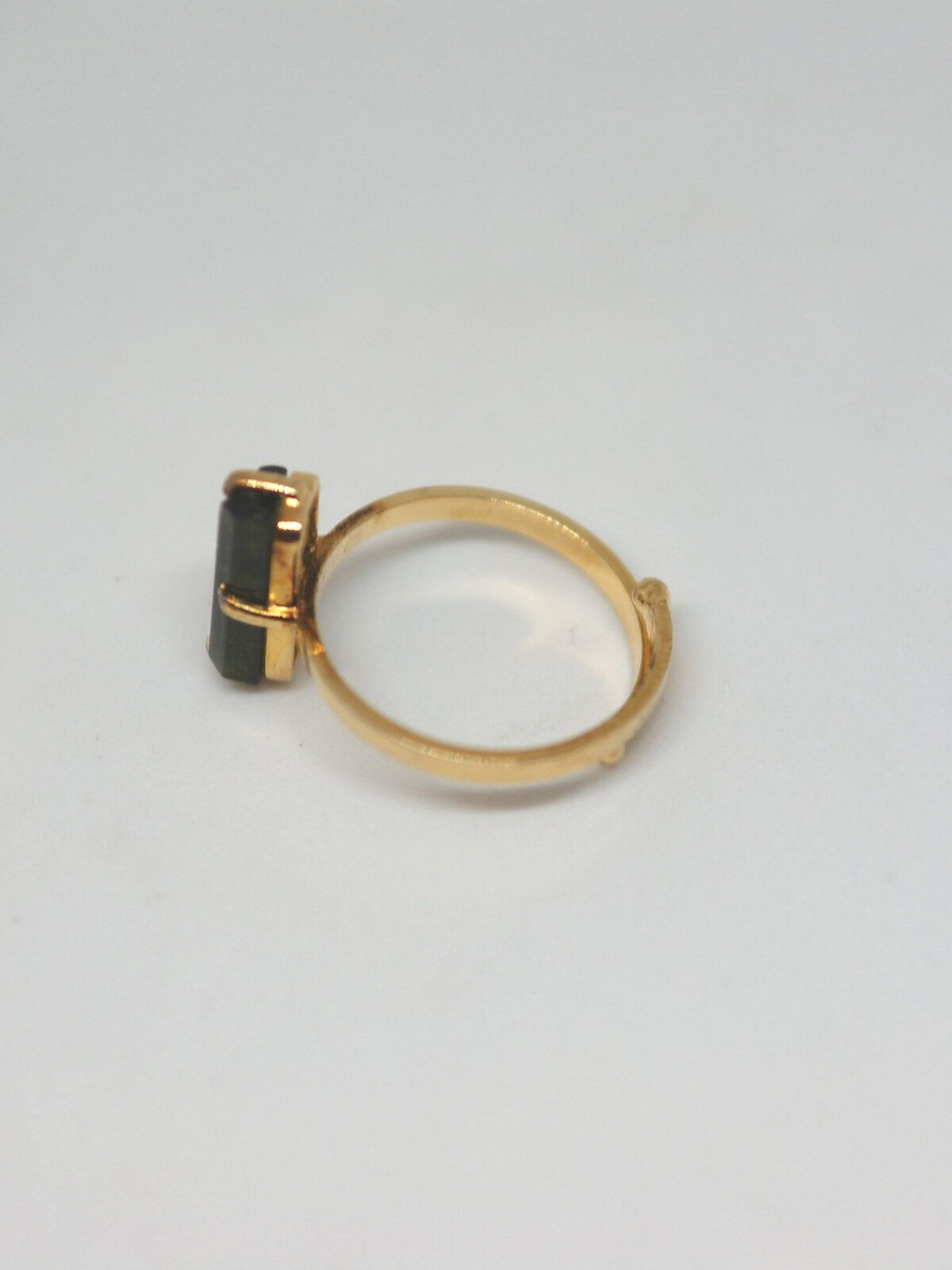 Raw Green Tourmaline 18k Gold Vermeil Bar Ring