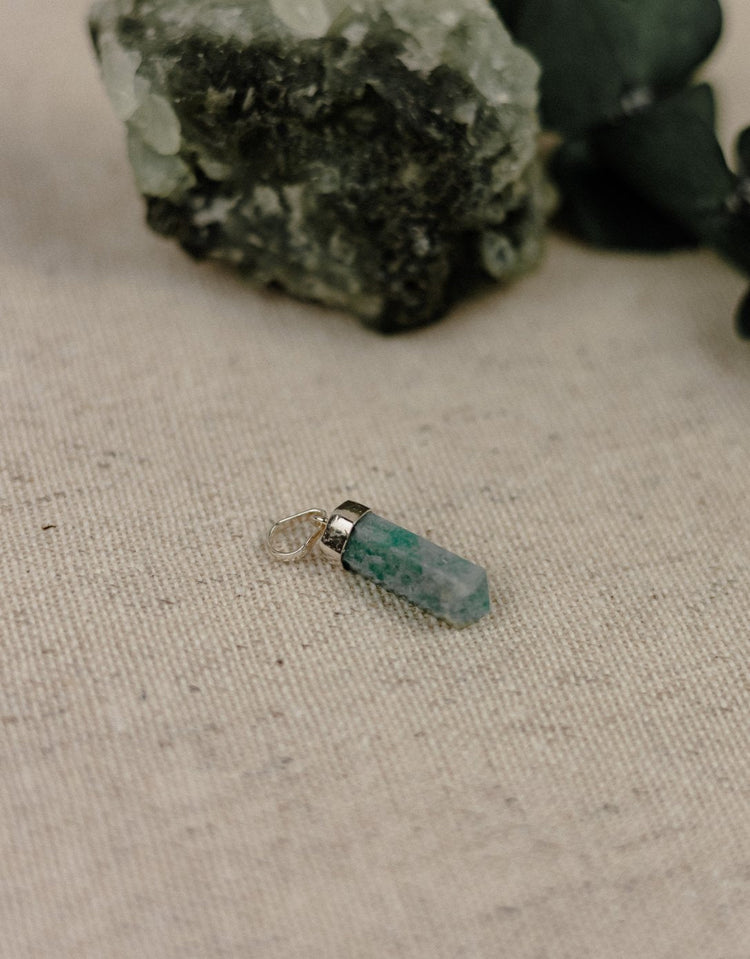 Green Stone Bullet Point Pendant Charm
