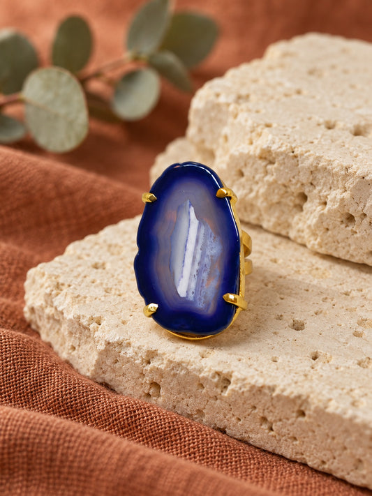 Purple Agate 18k Gold Vermeil Statement Ring