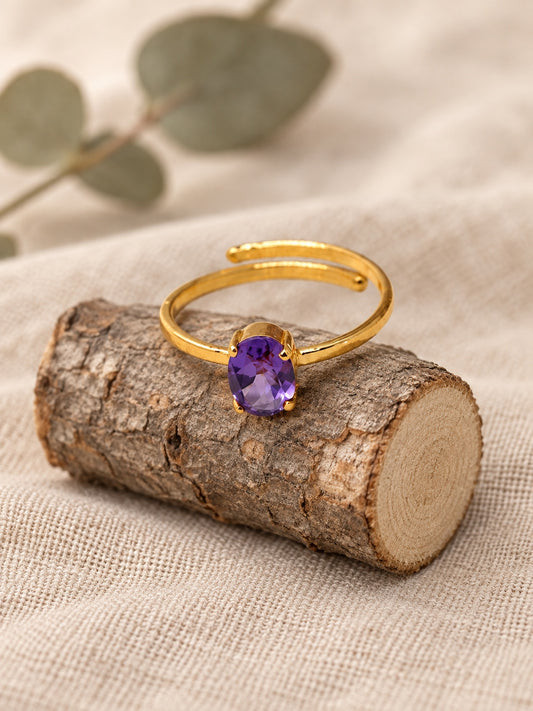 Amethyst 18k Gold Vermeil Solitaire Ring