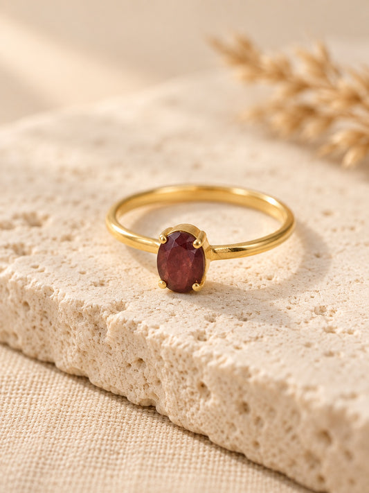 Garnet 18k Gold Vermeil Solitaire Ring