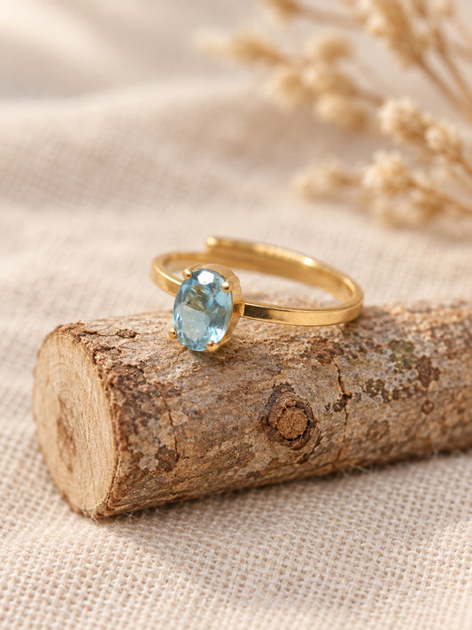 Blue Topaz 18k Gold Vermeil Solitaire Ring