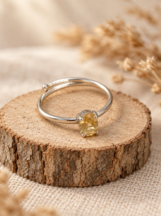 Citrine 925 Sterling Silver Solitaire Ring