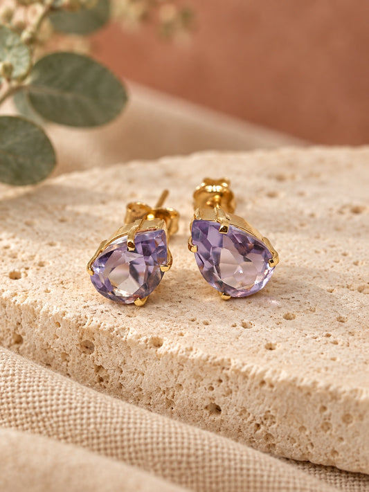 Amethyst 18k Gold Vermeil Pear Stud Earrings