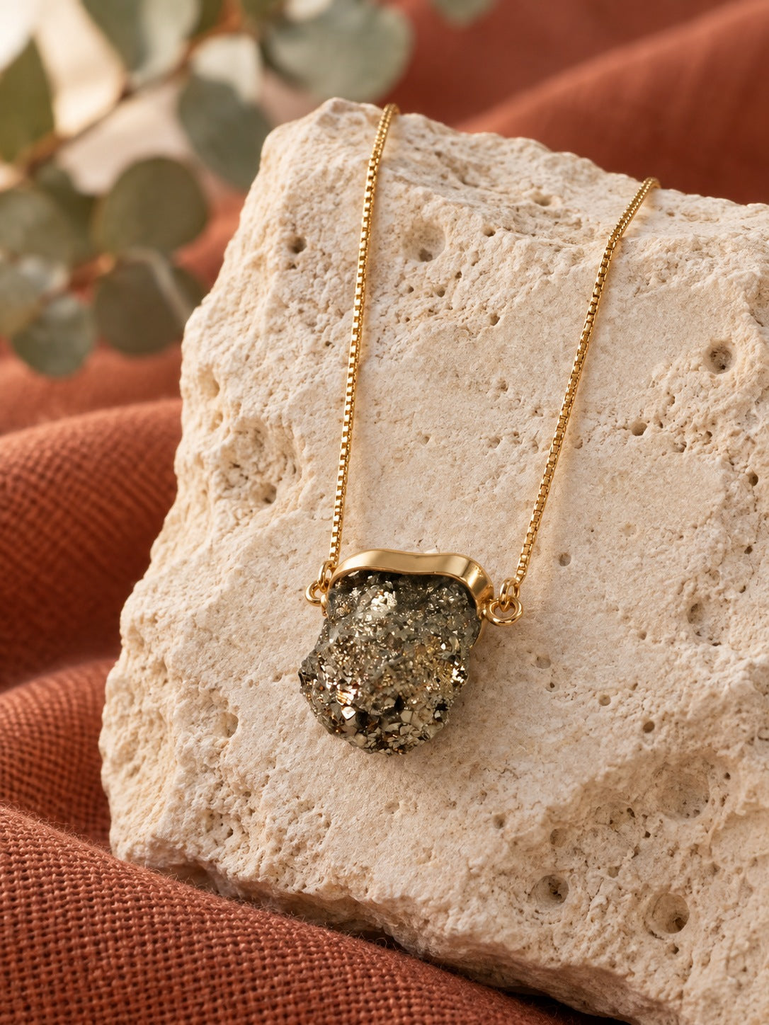 Raw Pyrite 18k Gold Vermeil Nugget Pendant Necklace