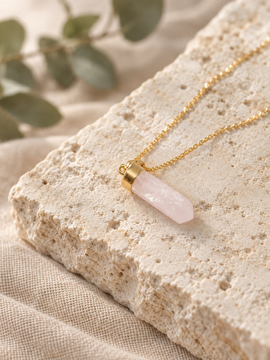 Rose Quartz 18k Gold Vermeil Pendant Necklace