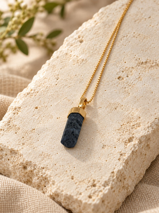 Sodalite 18k Gold Vermeil Column Pendant Necklace