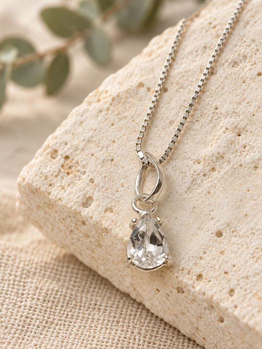 White Topaz 925 Sterling Silver Pendant Necklace