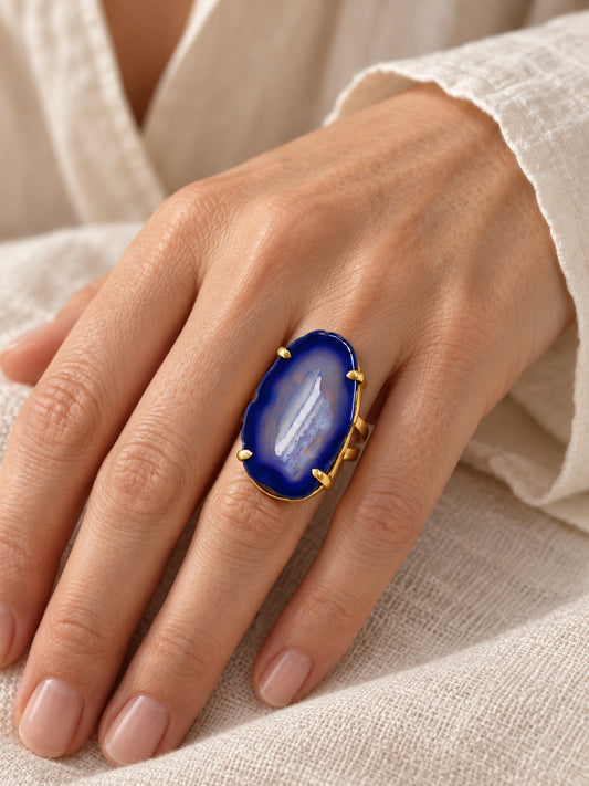 Purple Agate 18k Gold Vermeil Statement Ring