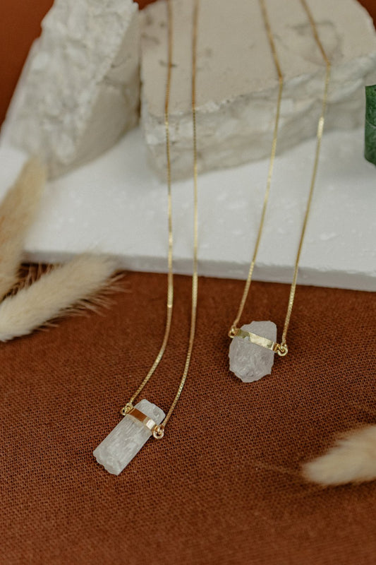 Quartz 18k Gold Vermeil Pendant Necklace
