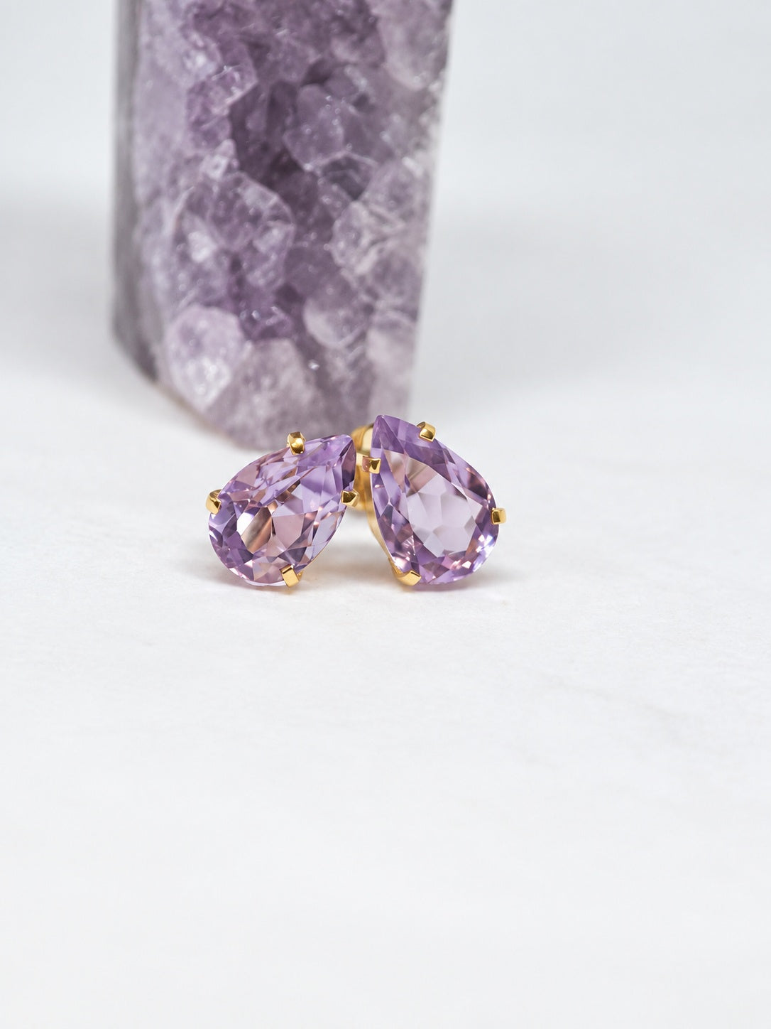 Amethyst 18k Gold Vermeil Pear Stud Earrings