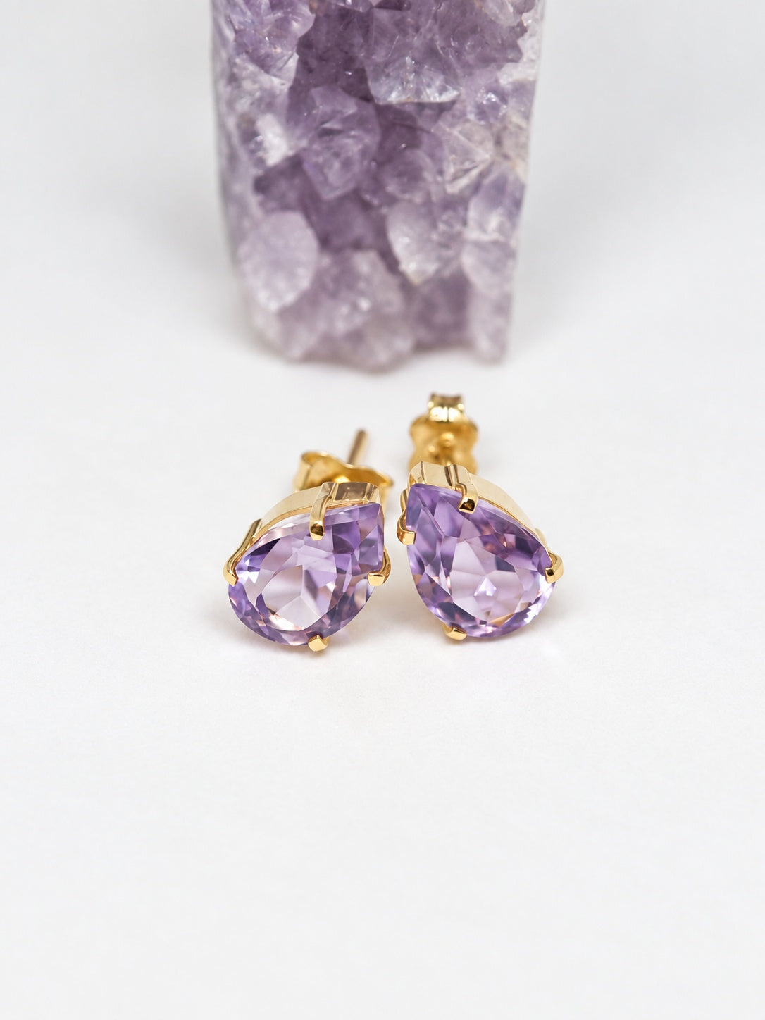 Amethyst 18k Gold Vermeil Pear Stud Earrings