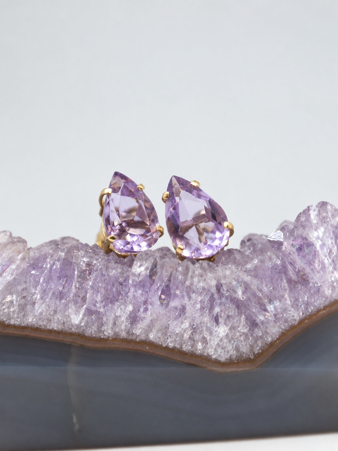 Amethyst 18k Gold Vermeil Pear Stud Earrings