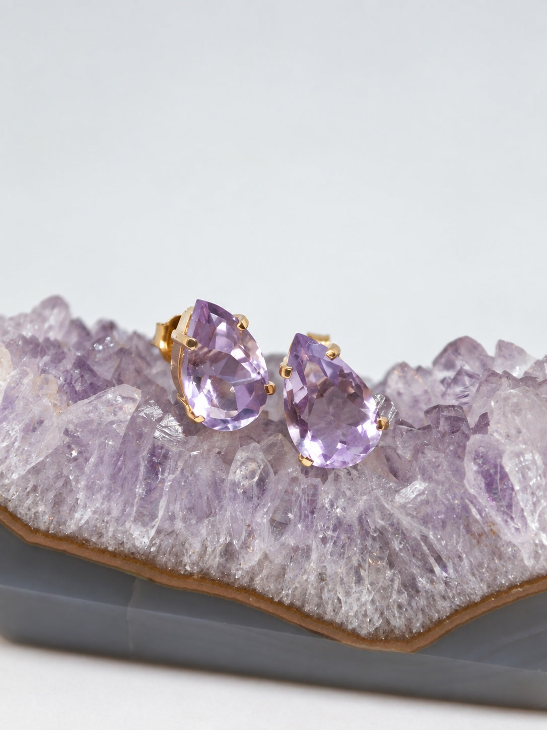 Amethyst 18k Gold Vermeil Pear Stud Earrings