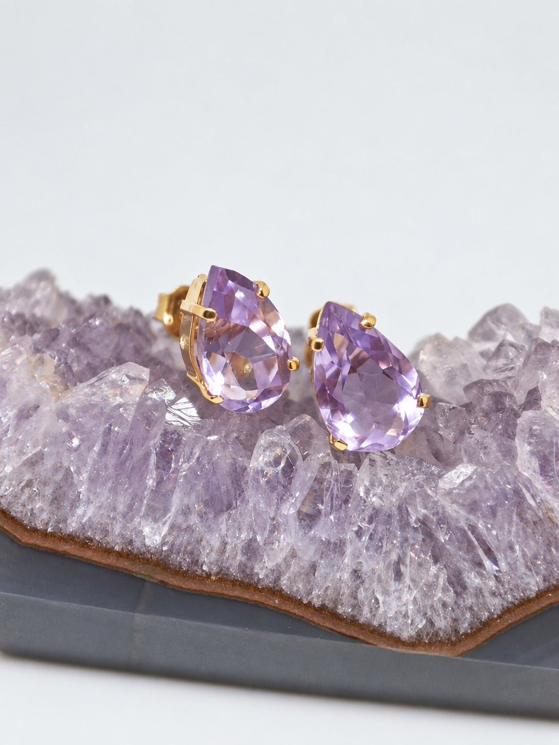 Amethyst 18k Gold Vermeil Pear Stud Earrings