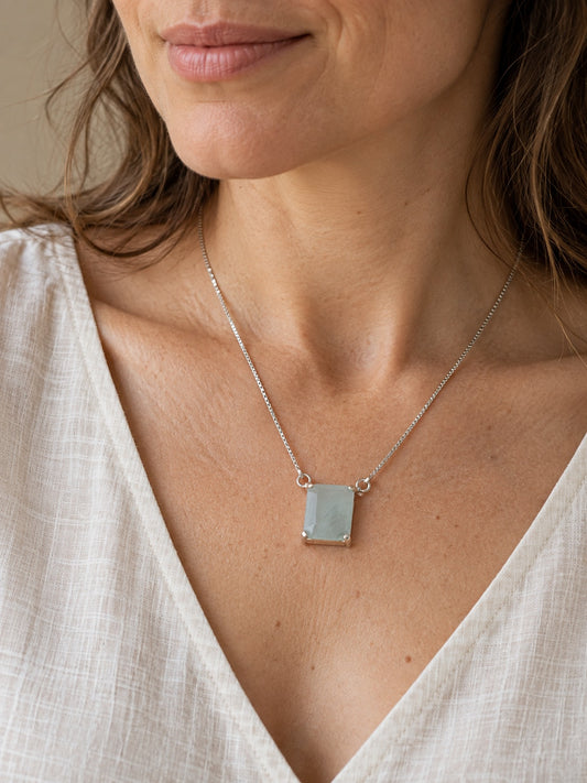 Lavender Amethyst 925 Sterling Silver Square Pendant Necklace