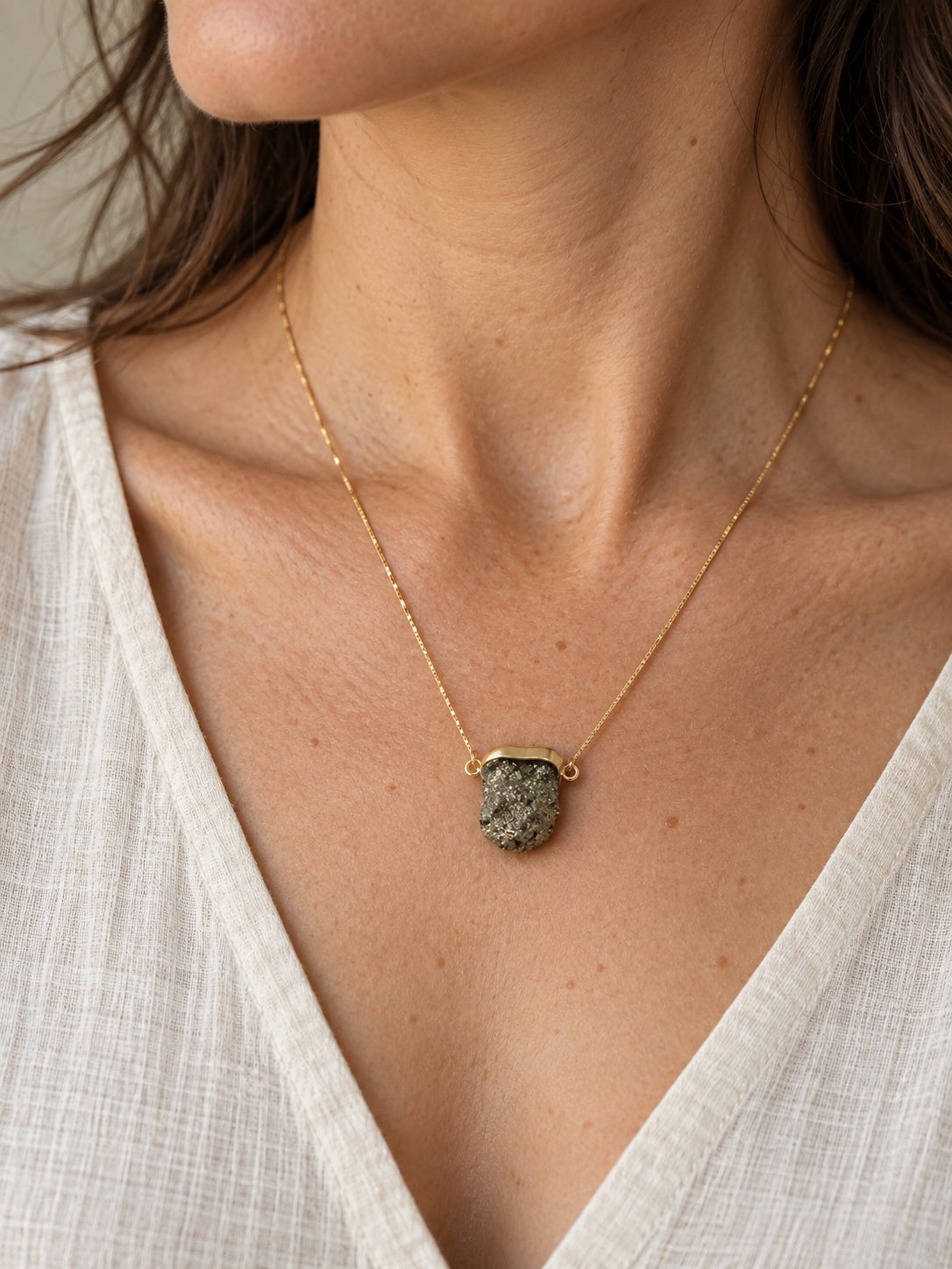 Raw Pyrite 18k Gold Vermeil Nugget Pendant Necklace