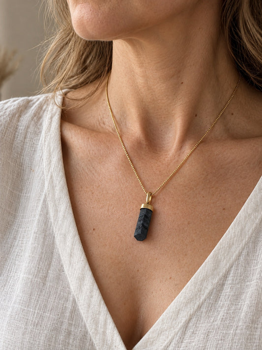 Sodalite 18k Gold Vermeil Column Pendant Necklace
