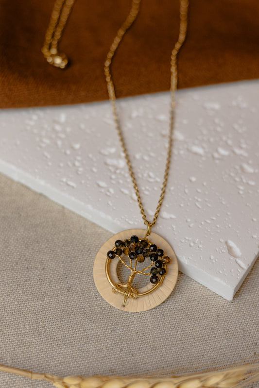 Buriti Palm & Tiger's Eye Tree of Life Necklace