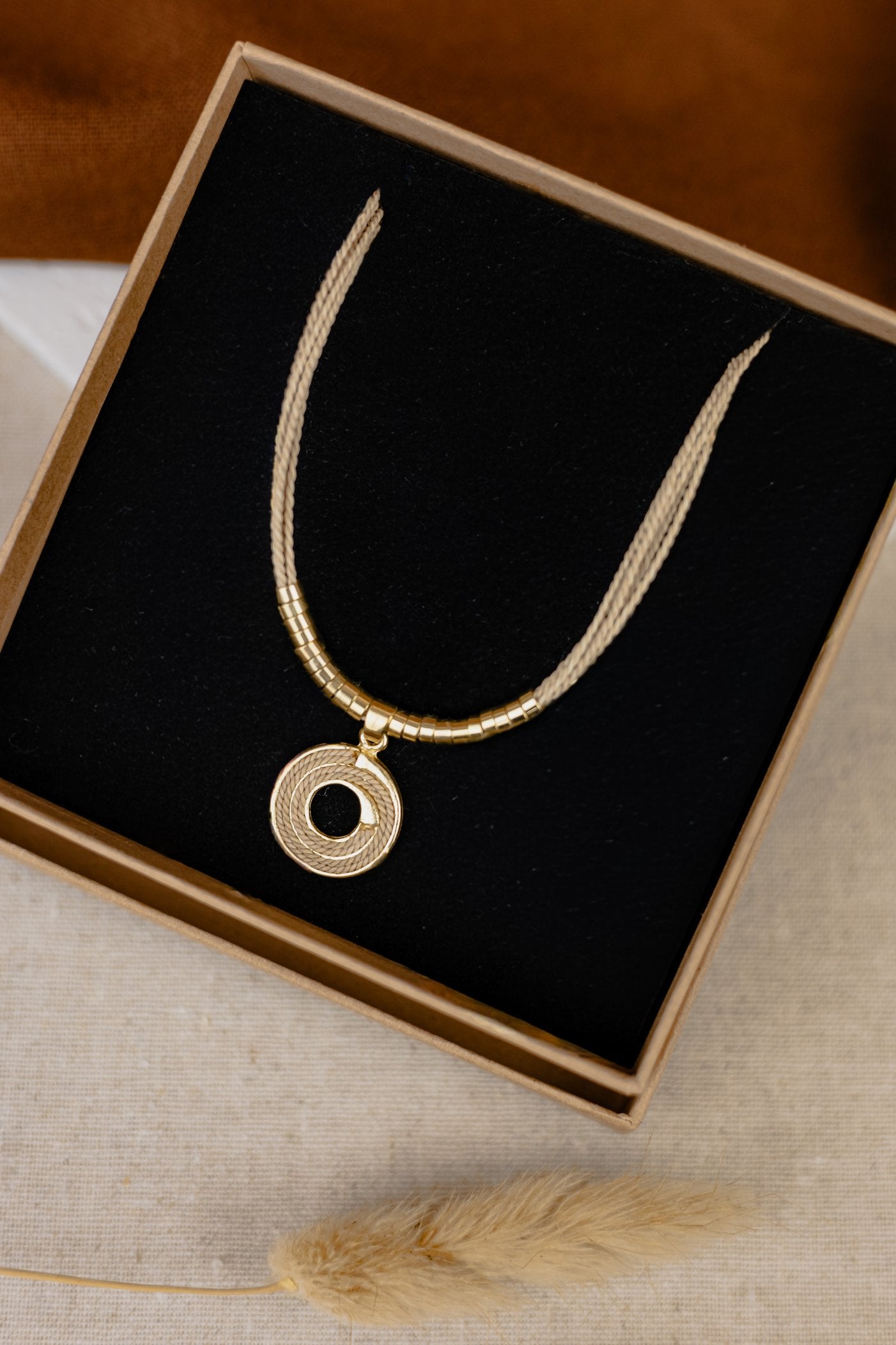 Buriti Palm Multi-Strand Necklace – Gold Spiral